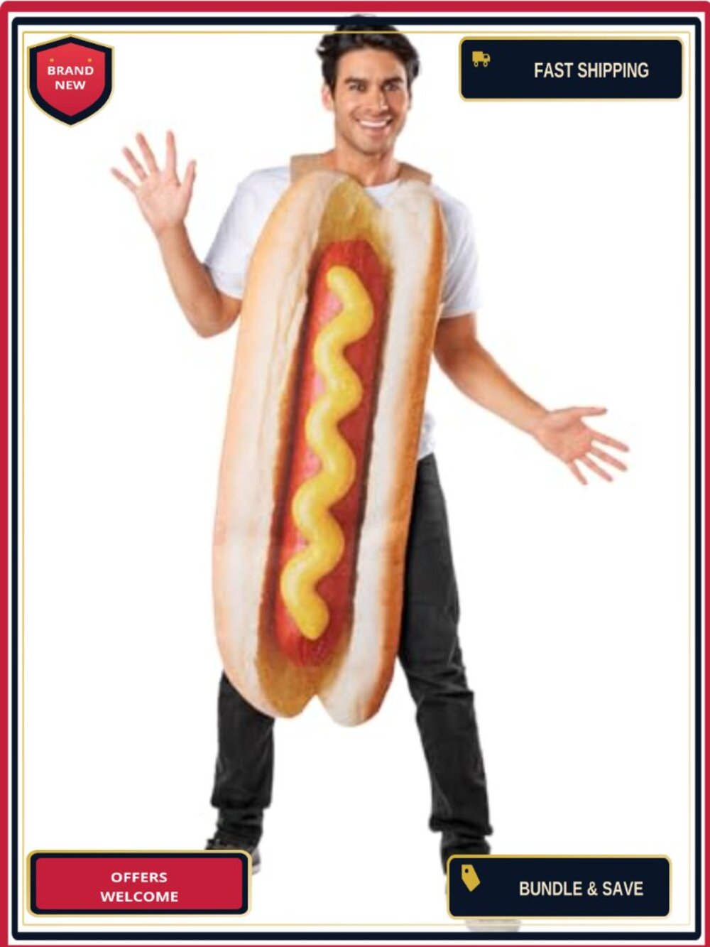 Adult Hot Dog Costume One Size Polyester Halloween Cosplay